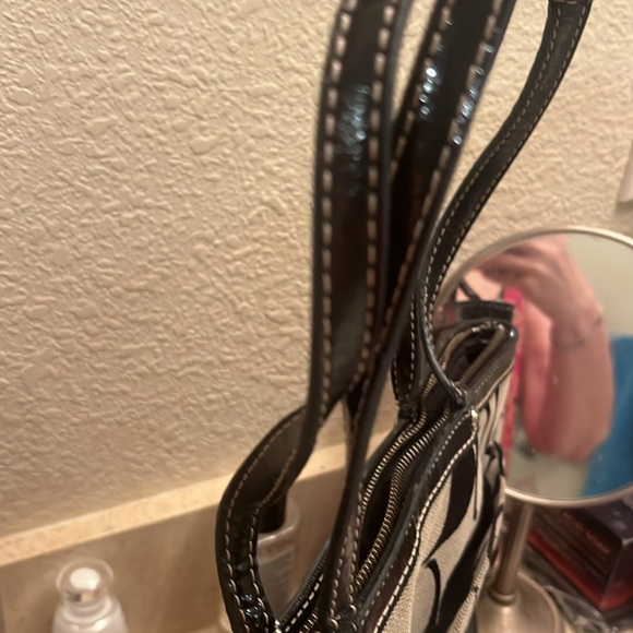 Coach Black and Brown Signature Tote with Leather Trim - Picture 9 of 15